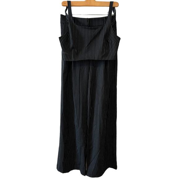 House of Harlow Black Pinstripe Wide Leg Pant Set S - Picture 1 of 7